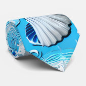 Cravate Motif Blue Ocean Seashells (Roulé)