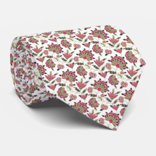 Cravate Motif Bohème Damassé Botanique Rétro