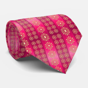 Cravate Motif Boho Rose élégant