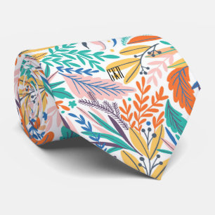 Cravate Motif botanique coloré et élégant avec monogramme