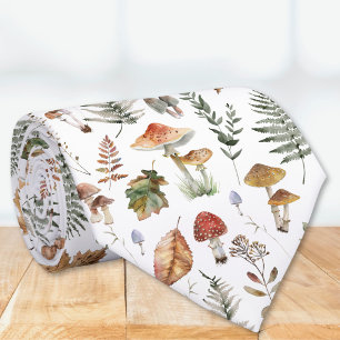 Cravate Motif botanique de champignon fougère vintage à l'