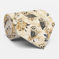 Motif botanique de hibou beige vintage de la forêt