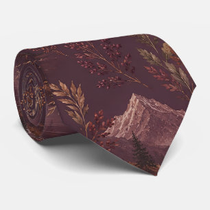 Cravate Motif botanique de montagne automnale Dark