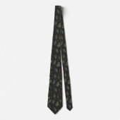 Cravate Motif botanique Feuille vert (Devant)