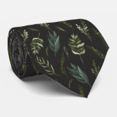 Cravate Motif botanique Feuille vert (Roulé)