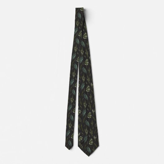 Cravate Motif botanique Feuille vert (Dos)