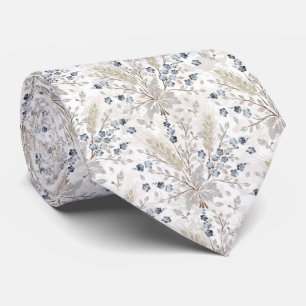 Cravate Motif Botanique Floral Bohème Neutre et Douce