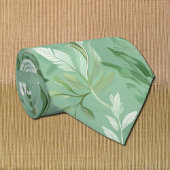 Cravate motif botanique vert subtil