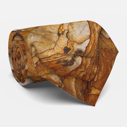 Cravate Motif brun et beige abstrait de roche de grès (Roulé)