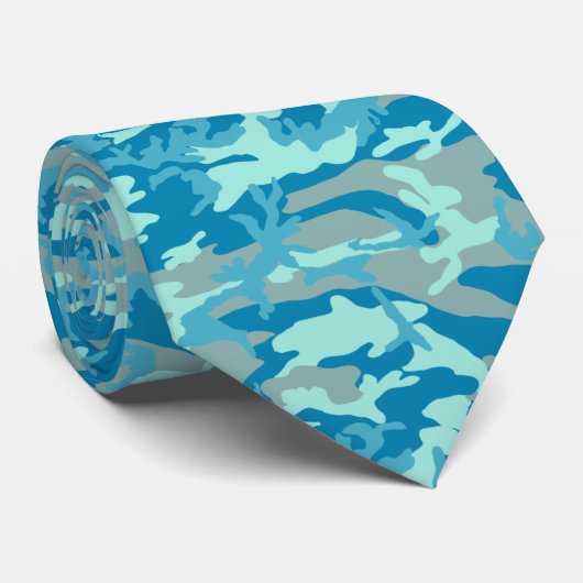 Cravate Motif Camo BlueBlast (Roulé)