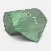 Cravate Motif camo vert monogramme (Roulé)