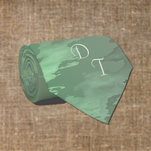 Cravate Motif camo vert monogramme