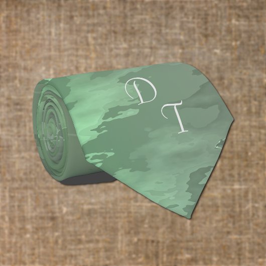Cravate Motif camo vert monogramme