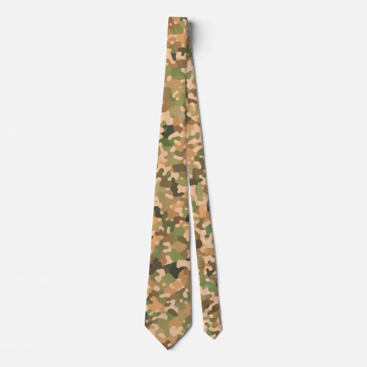 Cravate Motif Camo - Vert Orange Brown Noir (Devant)