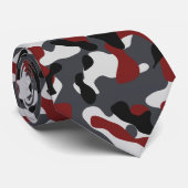 Cravate Motif Camouflage en Bourgogne, Ardoise et Noire (Roulé)