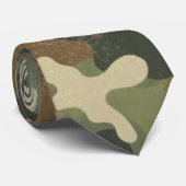 Cravate Motif camouflage militaire rustique (Roulé)
