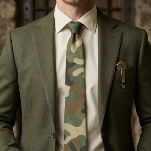 Cravate Motif camouflage militaire rustique