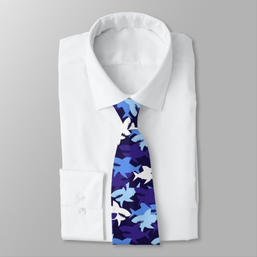 Cravate Motif Camouflage requins bleus (Attaché)