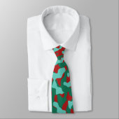 Cravate Motif Camouflage rouge, vert et Turquoise (Attaché)