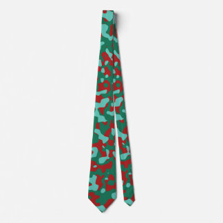 Cravate Motif Camouflage rouge, vert et Turquoise