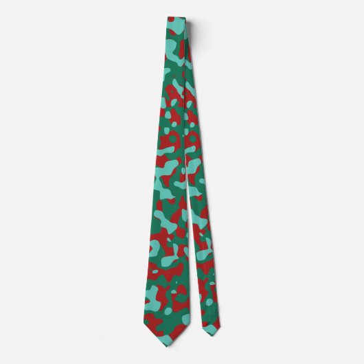 Cravate Motif Camouflage rouge, vert et Turquoise (Devant)