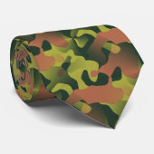 Cravate Motif Camouflage vert et Brown (Roulé)