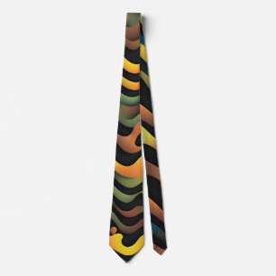 Cravate Motif camouflage vert jaune Aquarelle