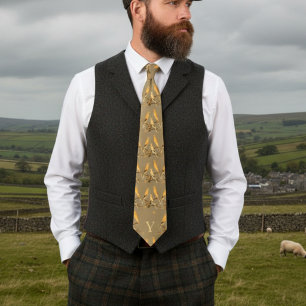 Cravate Motif canari du Yorkshire - votre monogramme