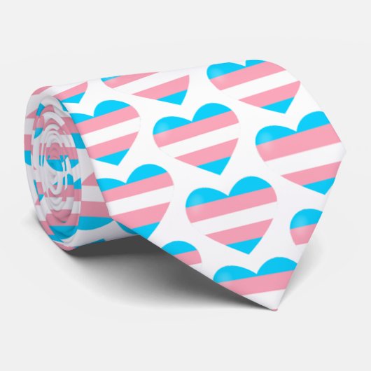 Cravate Motif cardiaque du drapeau trans (Roulé)