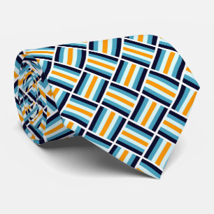 Cravate Motif carré - Or et Bleu