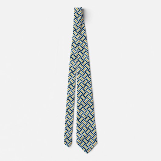 Cravate Motif carré - Or et Bleu (Dos)
