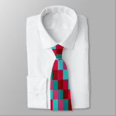 Cravate Motif Carré vert et rouge (Attaché)