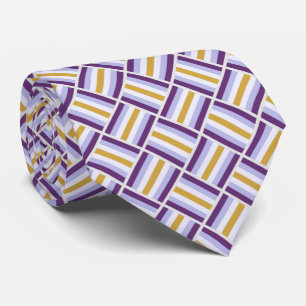 Cravate Motif carré - violet et jaune