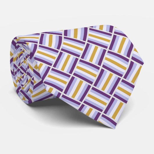 Cravate Motif carré - violet et jaune (Roulé)