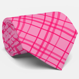 Cravate Motif carreaux à lignes quadrillées rose sur rose 
