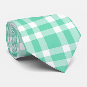 Cravate Motif carreaux bleu aquamarine et blanc