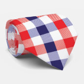 Cravate Motif carreaux moderne rouge blanc bleu (Roulé)