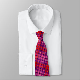Cravate Motif carreaux tartan rose rouge violet