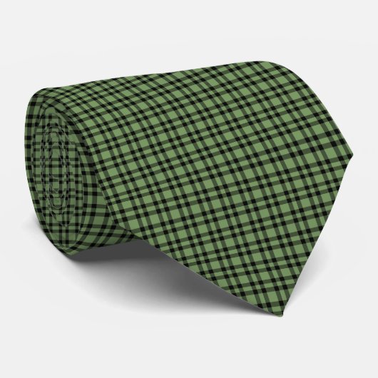 Cravate Motif carreaux vert noir (Roulé)