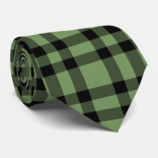 Cravate Motif carreaux vert noir (Roulé)