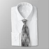 cravate motif carrelé d'art déco noir d'argent (Attaché)