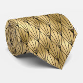 Cravate motif carrelé d'art déco noir or (Roulé)