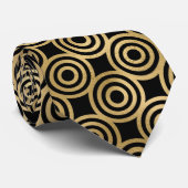 Cravate motif carrelé d'art déco noir or (Roulé)