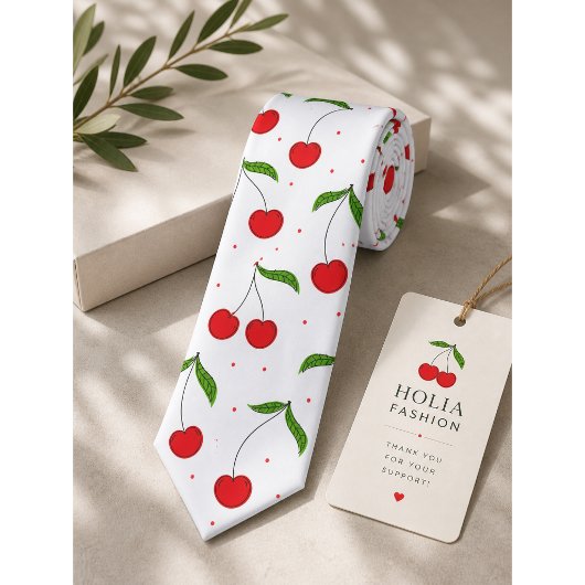 Cravate Motif Cerise Rouge Sucrée