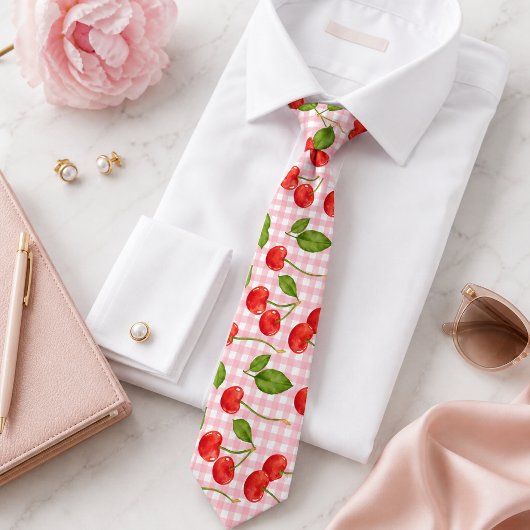 Cravate Motif Cerise Rouge Sucrée