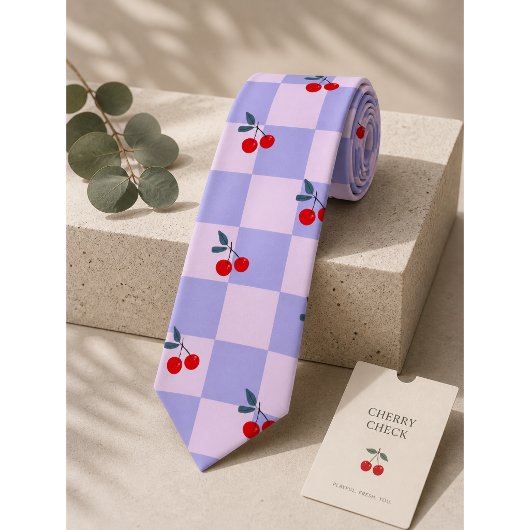 Cravate Motif Cerise Rouge Sucrée