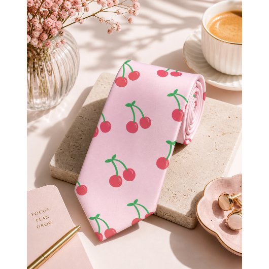 Cravate Motif Cerise Rouge Sucrée