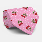 Cravate Motif Cerise Rouge Sucrée (Roulé)