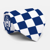 Cravate Motif Checkered de bleu royal et de blanc (Roulé)