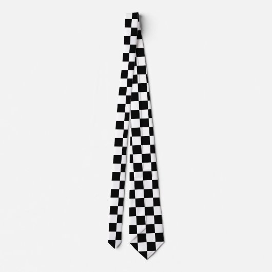 Cravate Motif Checkered noir et blanc (Dos)
